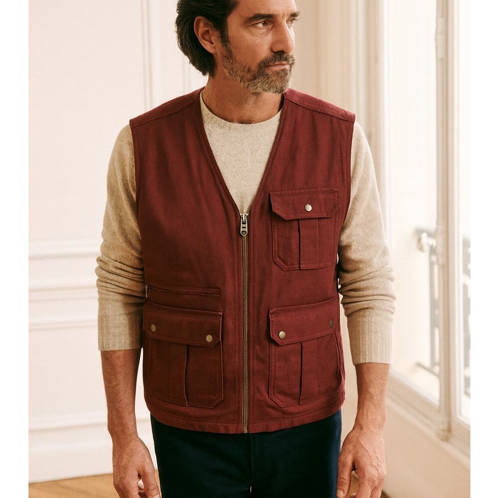 Duluth Red Shearling Zip Vest Large - image 1